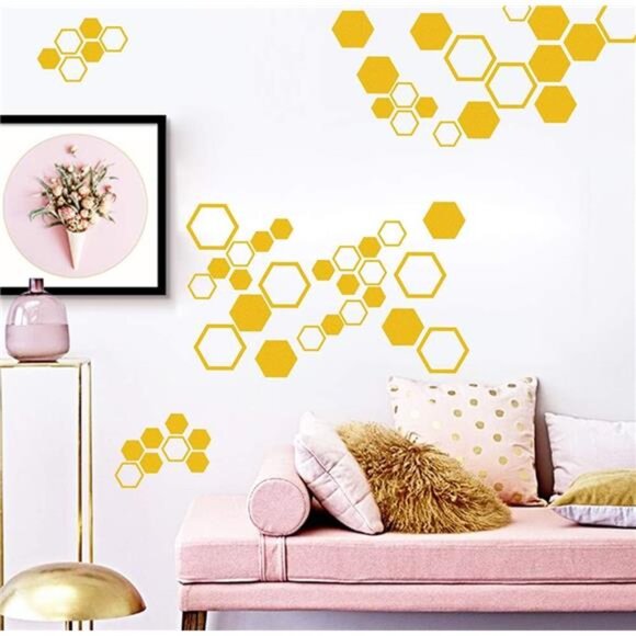 Honeycomb Wall Decals Hexagon Vinyl Wall Decals Geometric Wall Decals Honey - Picture 6 of 8
